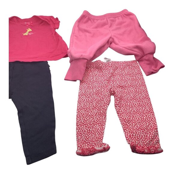 Carter's Baby Girl 4pc Clothing Lot 6-12M Pink & Black Giraffe Top & Pants - Picture 5 of 8